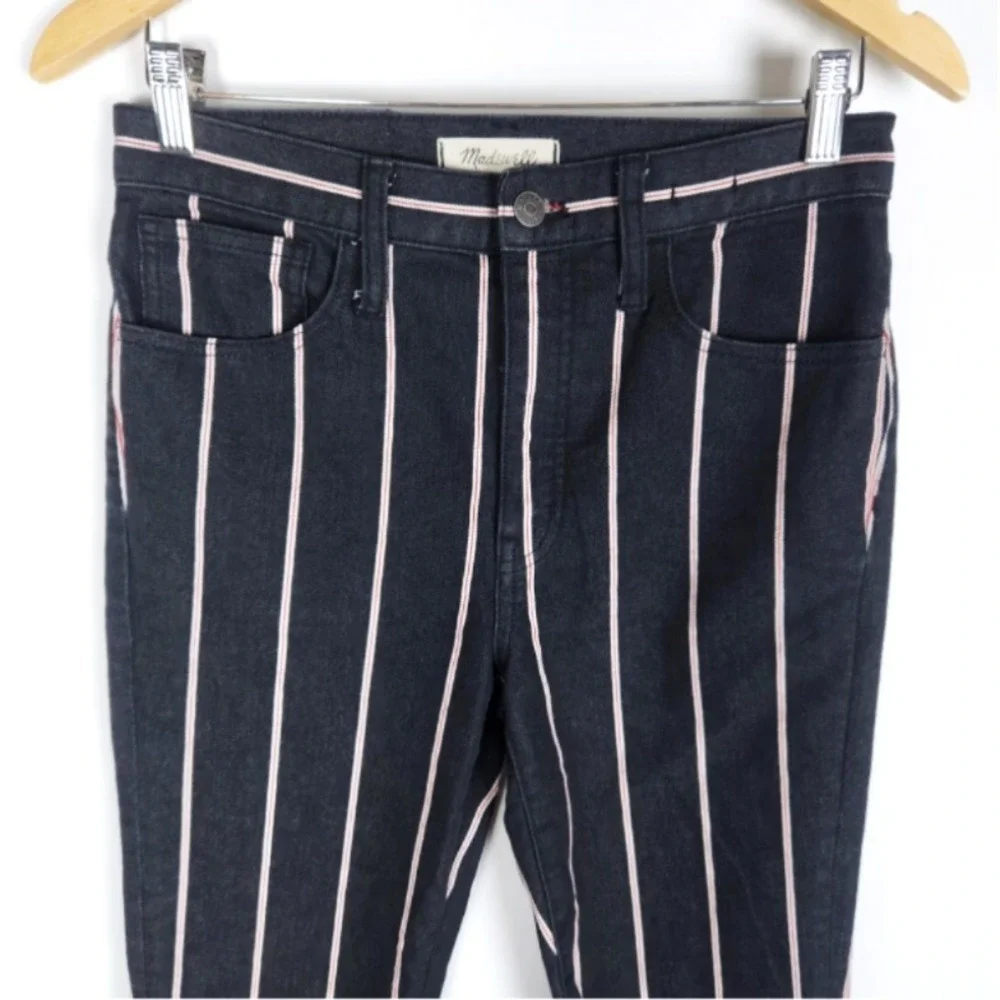Madewell Elsie Cali Demi-Boot Jeans Women's Size 27 Black w/Red White Stripe